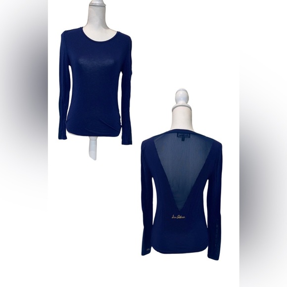 Sam Edelman Navy Blue Crew Neck Long Sleeve Athletic Top - Picture 1 of 6